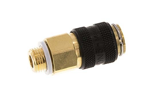 Brass DN 5 Black Air Coupling Socket G 1/8 inch Male Double Shut-Off