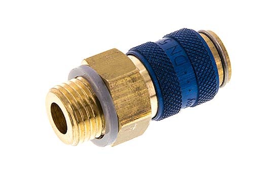 Coupleur pneumatique DN 5 bleu en laiton Douille G 1/4 pouce Mâle