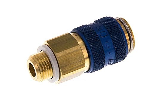 Brass DN 5 Blue Air Coupling Socket G 1/8 inch Male Double Shut-Off