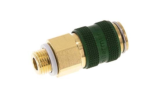 Brass DN 5 Green Air Coupling Socket G 1/8 inch Male Double Shut-Off