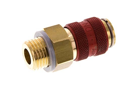 Coupleur pneumatique DN 5 rouge en laiton Douille G 1/4 pouce Mâle