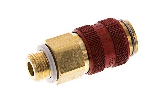 Coupleur à air DN 5 rouge en laiton Douille G 1/8 pouce Mâle