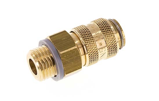 Brass DN 5 Air Coupling Socket G 1/4 inch Male Double Shut-Off