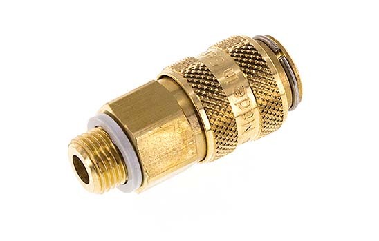 Brass DN 5 Air Coupling Socket G 1/8 inch Male Double Shut-Off