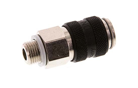 Nickel-plated Brass DN 5 Black Air Coupling Socket G 1/8 inch Male Double Shut-Off