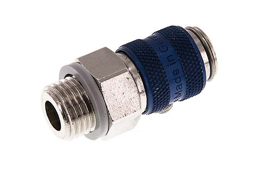 Laiton nickelé Coupleur pneumatique DN 5 bleu Douille G 1/4 pouce Mâle