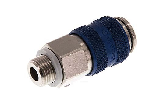 Laiton nickelé Coupleur pneumatique DN 5 bleu Douille G 1/8 pouce Mâle