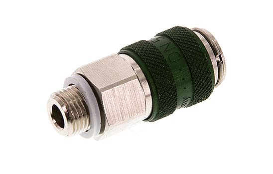 Nickel-plated Brass DN 5 Green Air Coupling Socket G 1/8 inch Male Double Shut-Off