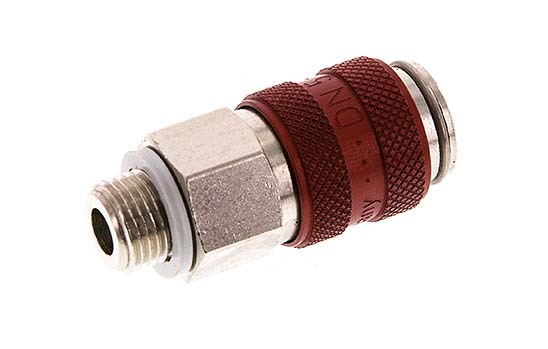 Nickel-plated Brass DN 5 Red Air Coupling Socket G 1/8 inch Male Double Shut-Off