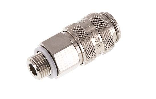 Nickel-plated Brass DN 5 Air Coupling Socket G 1/8 inch Male Double Shut-Off