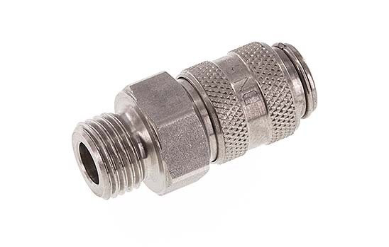 Stainless steel DN 5 Air Coupling Socket G 1/4 inch Male Double Shut-Off