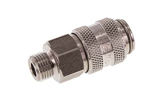 Acier inoxydable DN 5 Air Coupling Socket G 1/8 inch Male Double Shut-Off