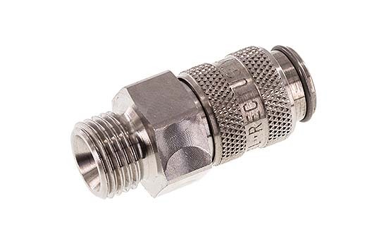 Stainless Steel 316L DN 5 Air Coupling Socket G 1/4 inch Male Double Shut-Off