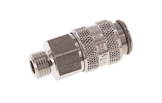 Stainless Steel 316L DN 5 Air Coupling Socket G 1/8 inch Male Double Shut-Off