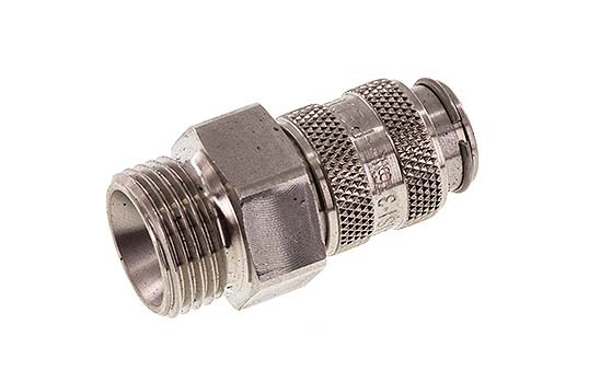 Stainless Steel 316L DN 5 Air Coupling Socket G 3/8 inch Male Double Shut-Off