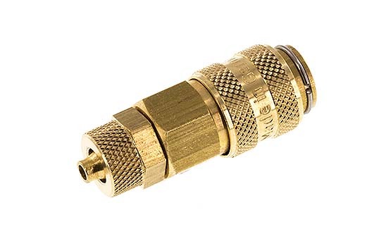 Brass DN 5 Air Coupling Socket 4x6 mm Union Nut