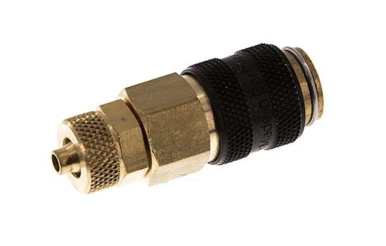 Messing DN 5 Zwart Luchtkoppeling Snelkoppeling 4x6 mm Push-On Double Shut-Off