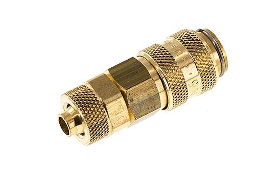 Brass DN 5 Air Coupling Socket 6x8 mm Union Nut Double Shut-Off