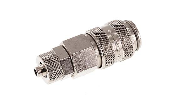 Laiton nickelé Coupleur pneumatique DN 5 Douille 4x6 mm Écrou-raccord