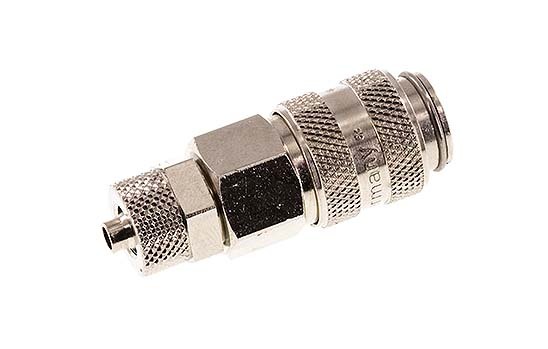 Laiton nickelé Coupleur pneumatique DN 5 Douille 4x6 mm Écrou-raccord Double obturation