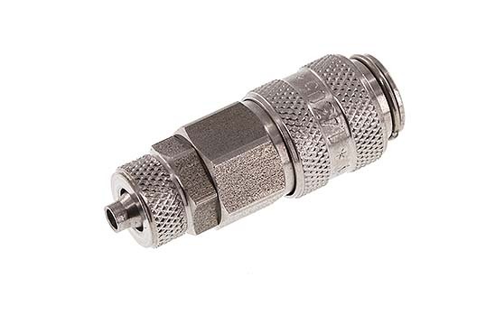 RVS DN 5 Luchtkoppeling Snelkoppeling 4x6 mm Push-On Double Shut-Off