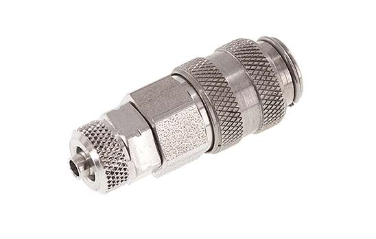 Acier inoxydable 316L DN 5 Coupleur pneumatique Douille 4x6 mm Écrou-raccord