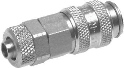 Acier inoxydable 306L DN 5 Coupleur pneumatique Douille 4x6 mm Écrou-raccord Double obturation