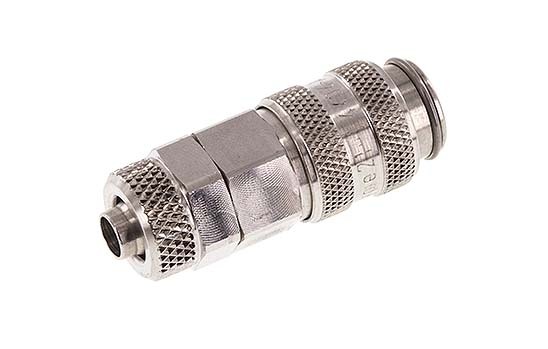 RVS 316L DN 5 Luchtkoppeling Snelkoppeling 6x8 mm Push-On Double Shut-Off