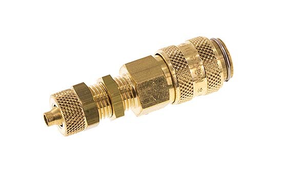 Brass DN 5 Air Coupling Socket 4x6 mm Union Nut Bulkhead