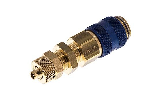 Messing DN 5 Blauw Luchtkoppeling Snelkoppeling 4x6 mm Push-On Schotkoppeling Double Shut-Off