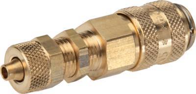 Messing DN 5 Luchtkoppeling Snelkoppeling 6x8 mm Push-On Schotkoppeling Double Shut-Off