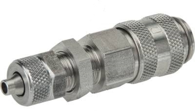 Laiton nickelé Coupleur pneumatique DN 5 Douille 4x6 mm Écrou-raccord Bulkhead