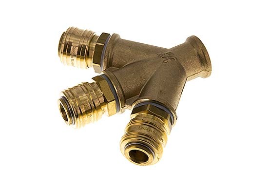 Brass DN 7.2 (Euro) Air Coupling Socket G 1/2 inch Female 3-way