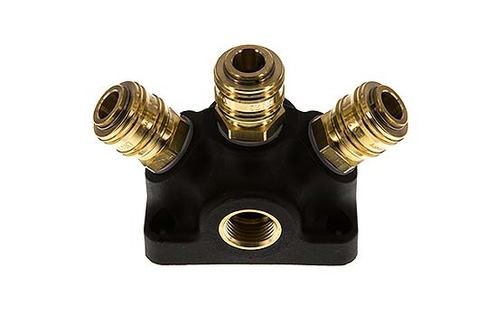 Brass/plastic DN 7.2 (Euro) Luchtkoppeling Snelkoppeling G 1/2 inch Binnendraad Wandmontage 3-weg