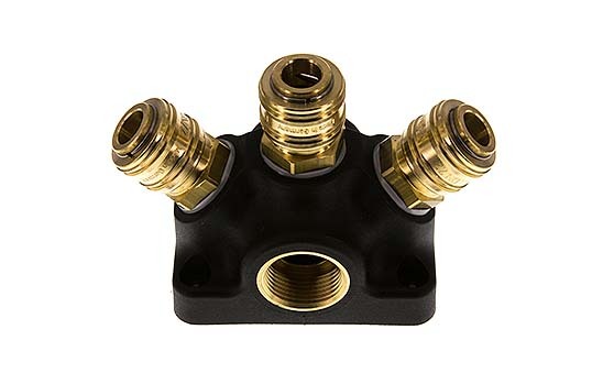 Brass/plastic DN 7.2 (Euro) Luchtkoppeling Snelkoppeling G 3/4 inch Binnendraad Wandmontage 3-weg