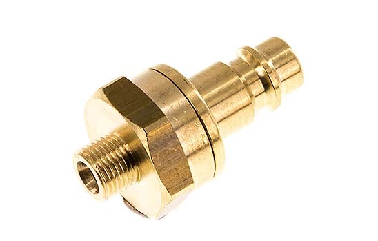 Brass DN 7.2 (Euro) Air Coupling Plug G 1/8 inch Male Double Shut-Off