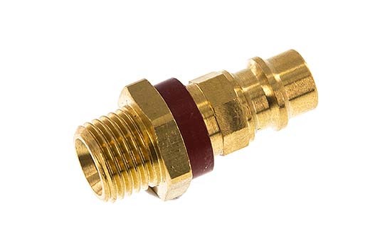 Brass DN 7.2 (Euro) Red-Coded Air Coupling Plug G 1/4 inch Male