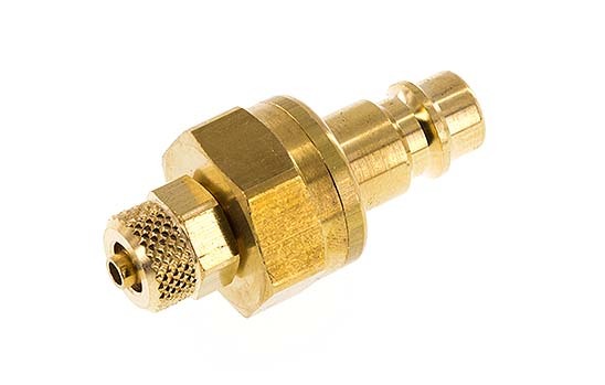 Brass DN 7.2 (Euro) Air Coupling Plug 4x6 mm Union Nut Double Shut-Off