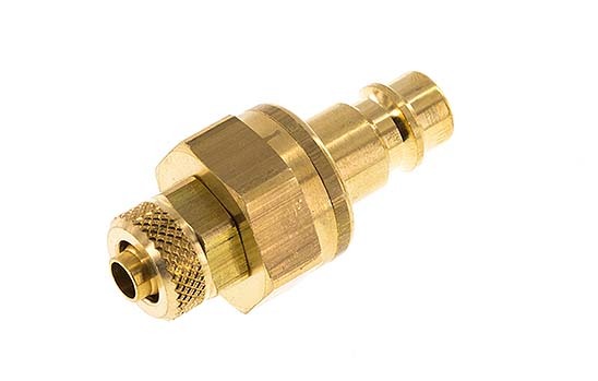 Brass DN 7.2 (Euro) Air Coupling Plug 6x8 mm Union Nut Double Shut-Off