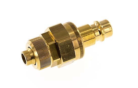 Brass DN 7.2 (Euro) Air Coupling Plug 8x10 mm Union Nut Double Shut-Off