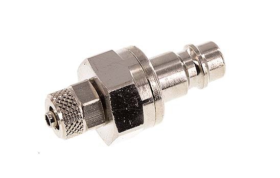 Nickel-plated Brass DN 7.2 (Euro) Air Coupling Plug 4x6 mm Union Nut Double Shut-Off