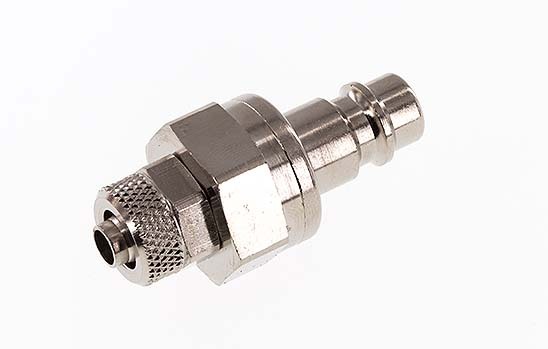 Nickel-plated Brass DN 7.2 (Euro) Air Coupling Plug 6x8 mm Union Nut Double Shut-Off