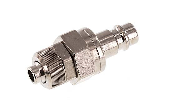 Nickel-plated Brass DN 7.2 (Euro) Air Coupling Plug 8x10 mm Union Nut Double Shut-Off