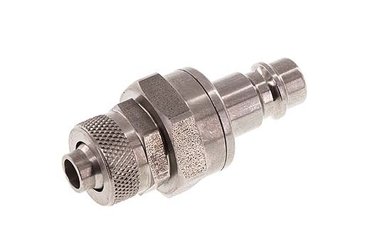 Stainless steel DN 7.2 (Euro) Air Coupling Plug 8x10 mm Union Nut Double Shut-Off