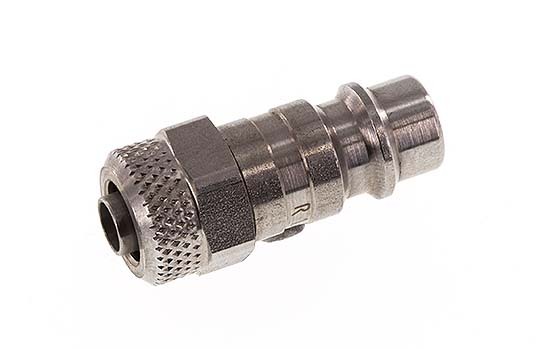 Edelstahl 316L DN 7,2 (Euro) Luftkupplungsstecker 6x8 mm Überwurfmutter