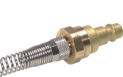 Brass DN 7.2 (Euro) Air Coupling Plug 8x10 mm Union Nut Bend-Protect with Check Valve