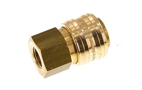 Brass DN 7.2 (Euro) Air Coupling Socket G 1/4 inch Female Double Shut-Off