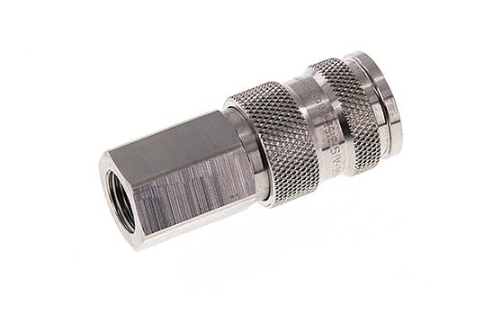 Stainless Steel 316L DN 7.8 Air Coupling Socket G 1/4 inch Female Double Shut-Off