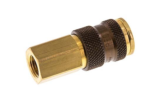 Brass DN 7.2 (Euro) Brown-Coded Air Coupling Socket G 1/4 inch Female