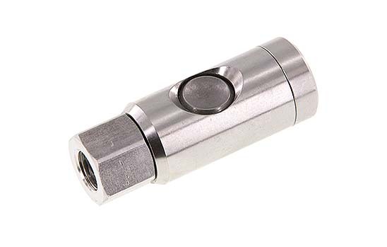 Stainless Steel 316L DN 7.4 Safety Air Coupling Socket With Push Button G 1/4 inch Female